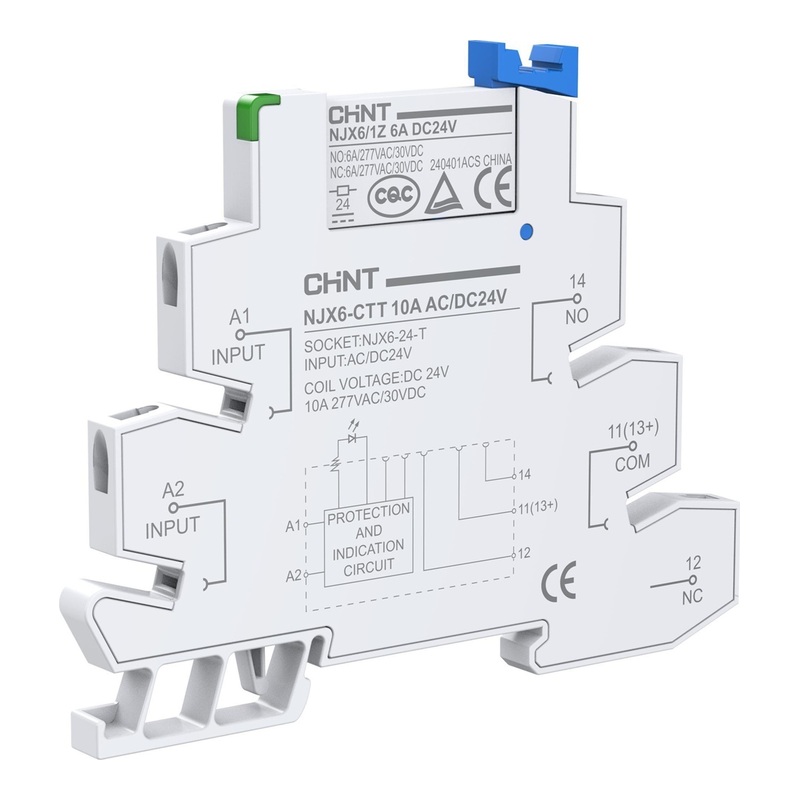 NJX6-CTT 6A AC/DC220В - Реле интерфейсное 6A, 1CO, с розеткой (пружинные зажимы), AC/DC 220В фото 1