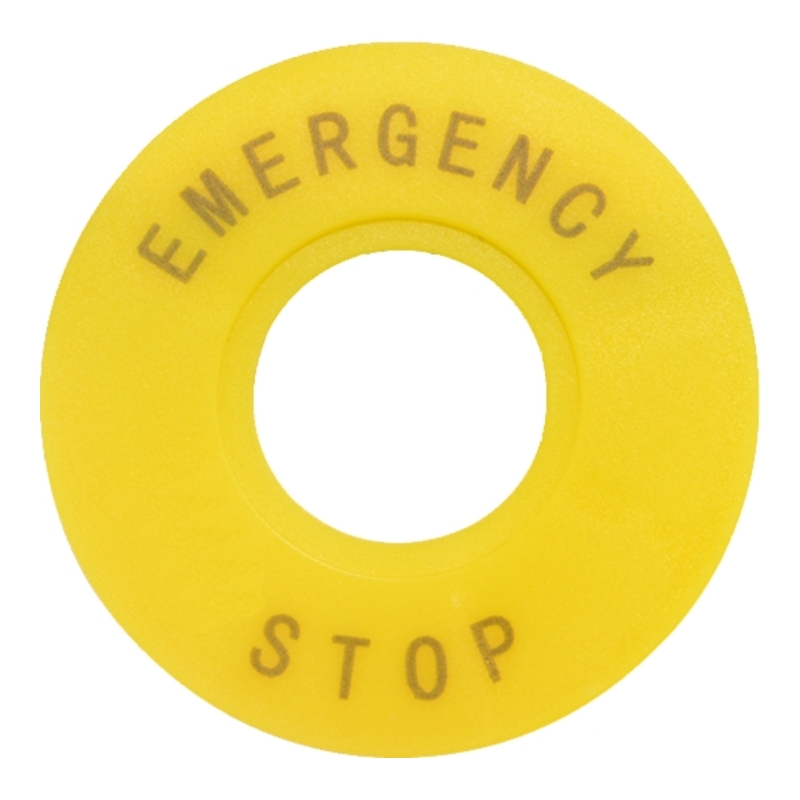 NP2-BY9330 - Шильдик аварийной остановки 60мм "EMERGENCY STOP" жёлтый фото 1