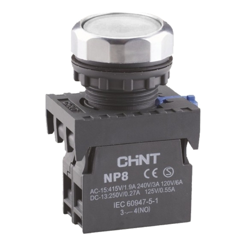 NP8-10BND/1 24V - Кнопка белая (1NO) с LED подсветкой AC/DC 24V, IP65 фото 1