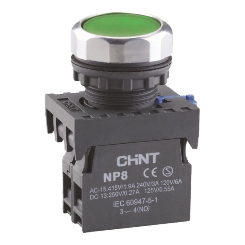 NP8-10BND/3 AC/DC24V - Кнопка управления зелёная с LED подсветкой, 1НО, IP65 фото 1
