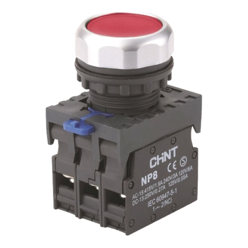 NP8-11BND/4 230V - Кнопка красная (1NO+1NC) с LED подсветкой AC/DC 230V, IP65 фото 1
