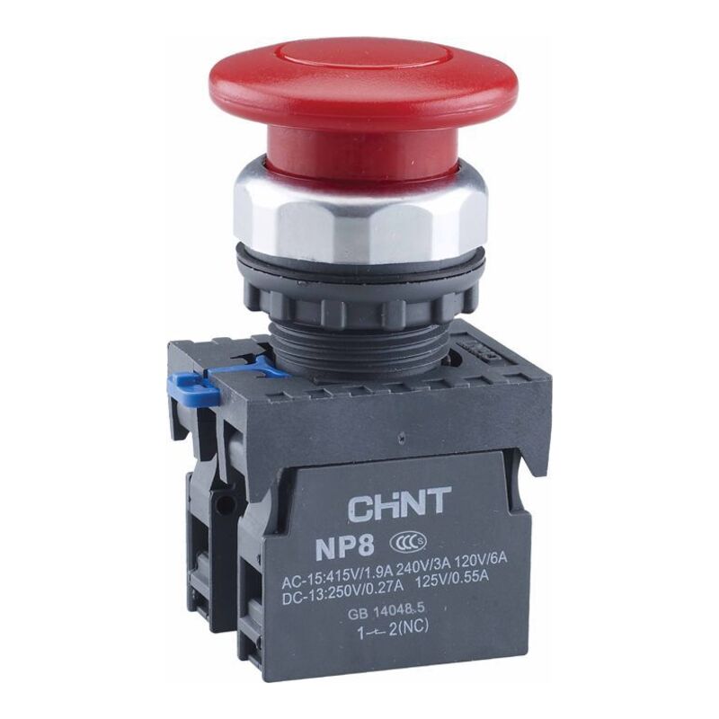 NP8-11M/14 - Кнопка красная "Гриб" D=40мм (1NO+1NC) с самовозвратом, IP65 фото 1
