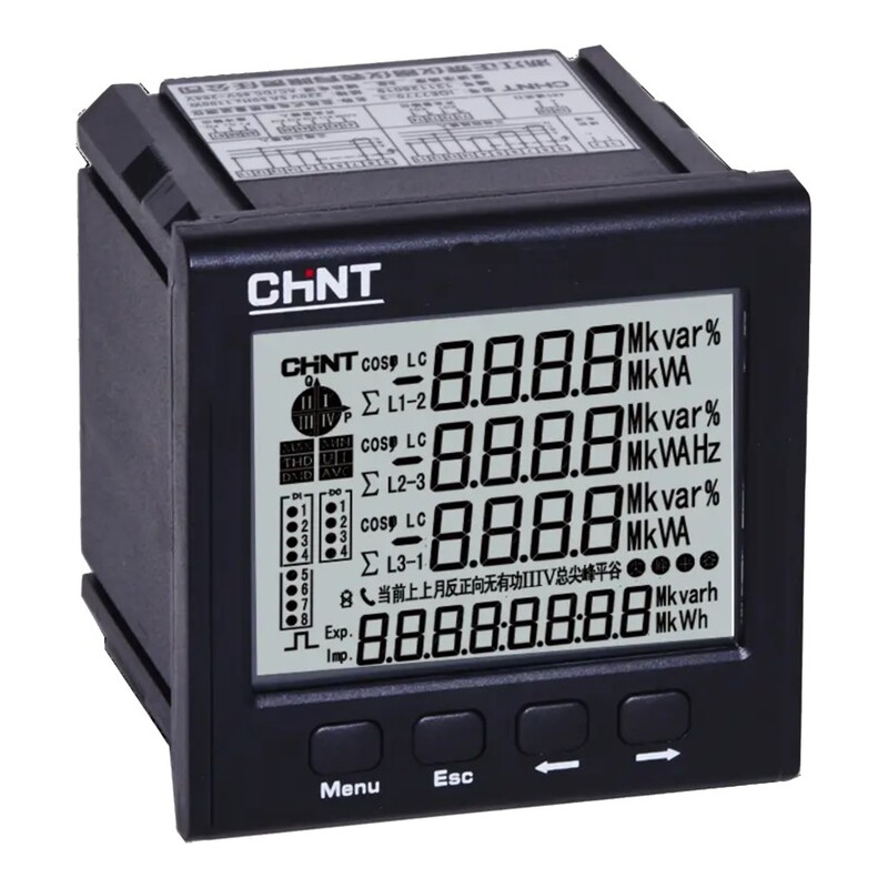 PD7777-3S3 - Многофункциональный измерительный прибор 3ф, 380V, 5A, 96x96 LCD дисплей, RS485 фото 1