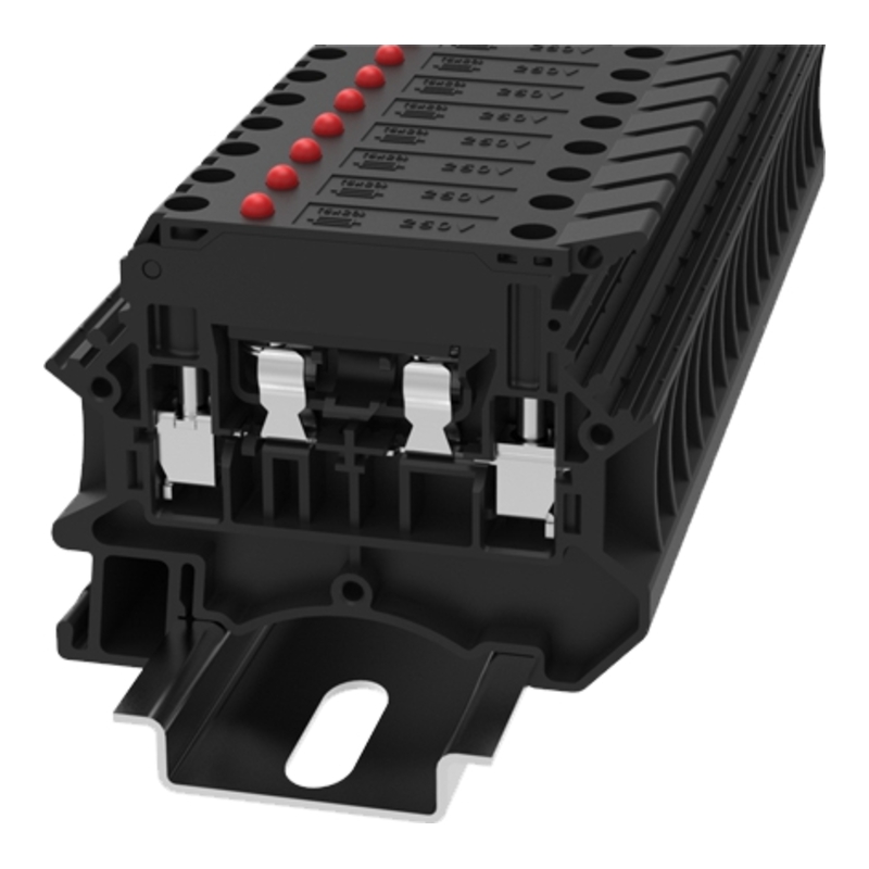 DC4-HE-LD250-01P-13-00Z(H) - Клемма чёрная 4 мм² для предохранителя винтовая с индикацией 110-250V фото 1
