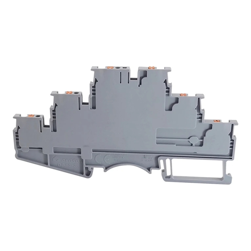 DS1.5-3L-01P-11-00Z(H) - Клемма серая трёхуровневая 1,5 мм² Push-in на DIN-рейку фото 1