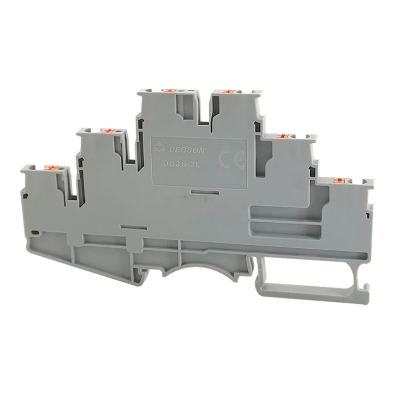 DS2.5-3L-01P-11-00Z(H) - Клемма серая трёхуровневая 2,5 мм² Push-in на DIN-рейку фото 1