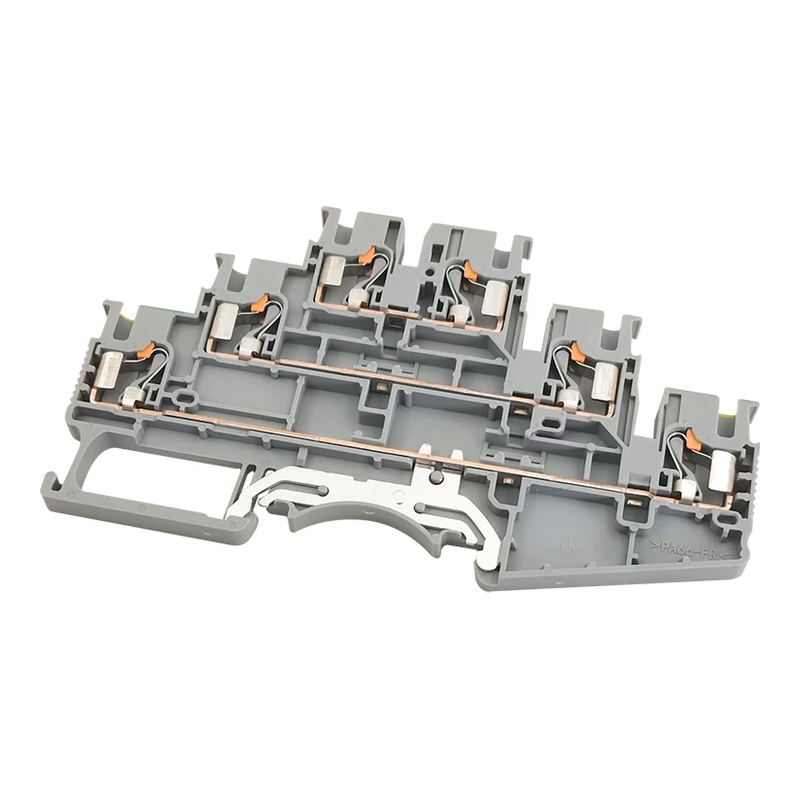 DS2.5-3L-L/L/PE-01P-11-00Z(H) - Клемма серая трёхуровневая 2,5 мм² Push-in с контактом "Земля" фото 1