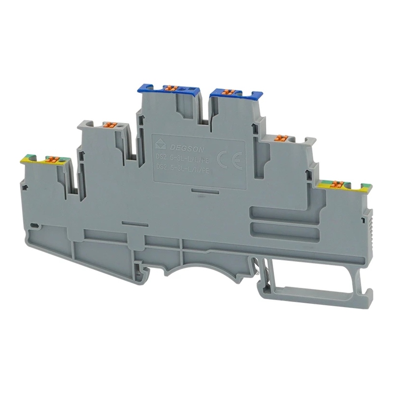 DS2.5-3L-L/N/PE-01P-11-00Z(H) - Клемма серая трёхуровневая 2,5 мм² Push-in с контактами N и "Земля" фото 1