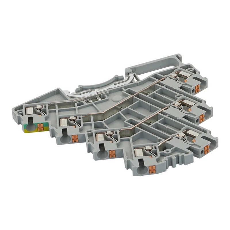 DS2.5-PE/3L-01P-11-00Z(H) - Клемма серая четырёхуровневая 2,5 мм² Push-in с контактом "Земля" фото 1