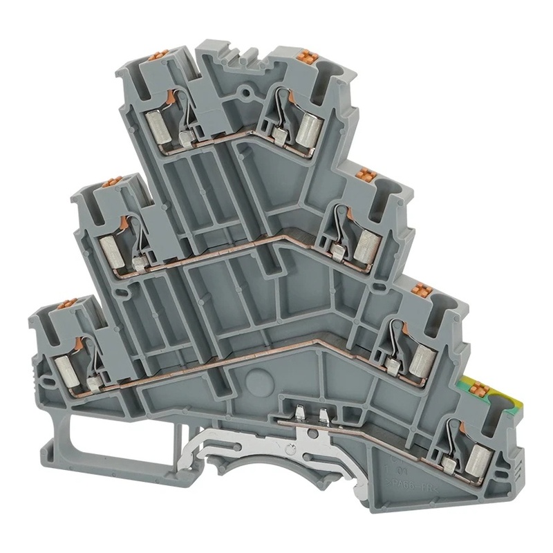 DS2.5-PE/3L-01P-11-00Z(H) - Клемма серая четырёхуровневая 2,5 мм² Push-in с контактом "Земля" фото 1
