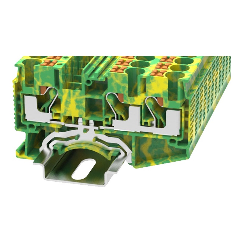 DS6-TW-PE-01P-1C-00Z(H) - Клемма "Земля" 3 контакта 6 мм² Push-in с контактом на DIN-рейку фото 1