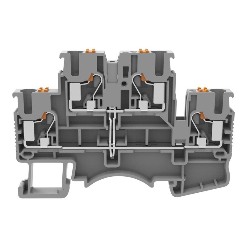 DSKK2.5-PV-01P-11-00Z(H) - Клемма серая двухуровневая 2,5 мм² с перемычкой Push-in на DIN-рейку фото 1