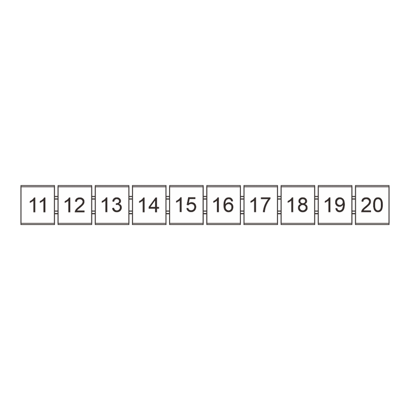 ZB10-10P-19-02Z(H) - Маркировка (11-20) для клемм DS/DC/PC, ширина 10,2 фото 1