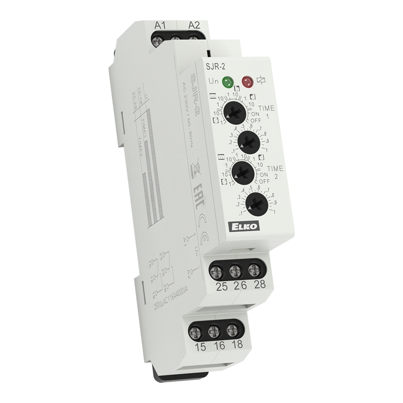 SJR-2/230 - Реле задержки включения нагрузки, 2 диапазона, 2CO, 16A, AC 230V фото 1