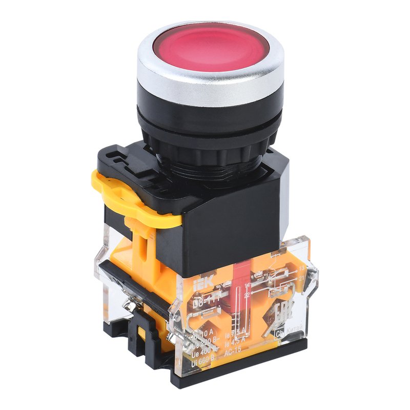 Кнопка D8-11T d=22мм 1з+1р с фиксацией красная IEK фото 1