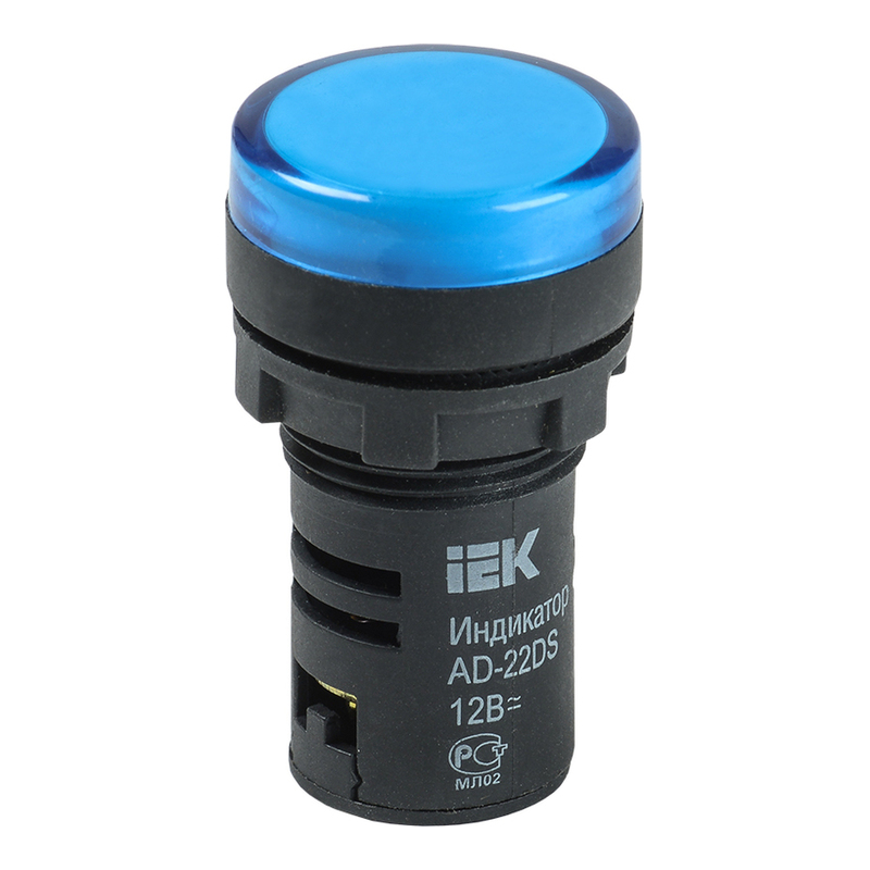 Лампа AD22DS(LED)матрица d22мм синий 12В AC/DC IEK фото 1