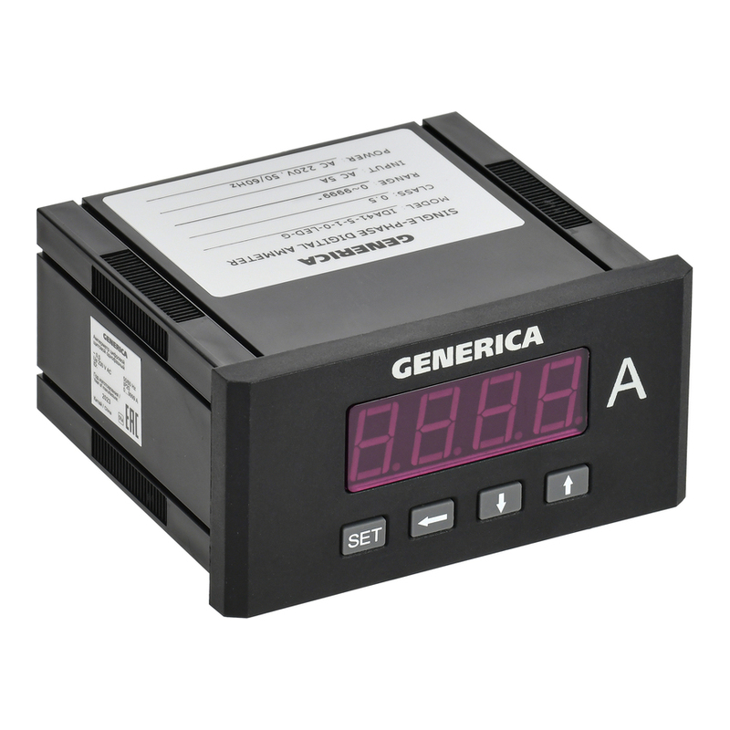 Амперметр цифр. щит. 1-ф. 48х96 LED GENERICA фото 1