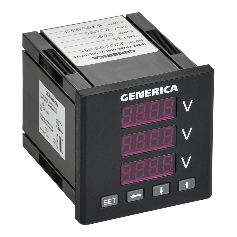 Вольтметр цифр. щит. 3-ф. 72х72 LED GENERICA фото 1