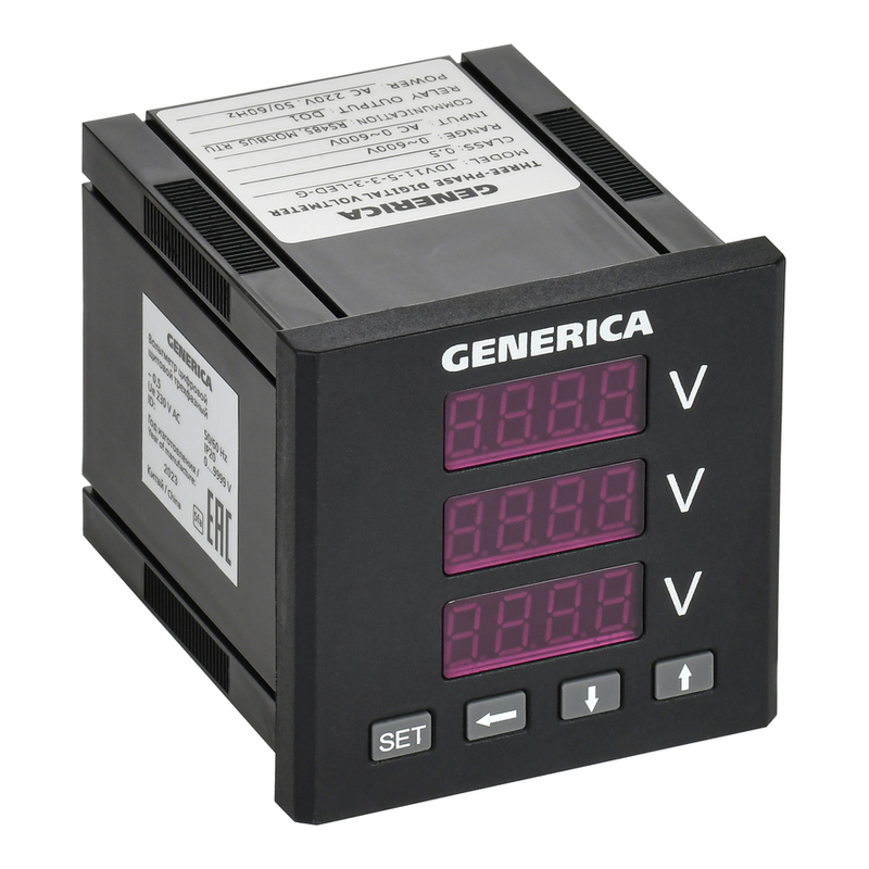 Вольтметр цифр. щит. 3-ф. DO RS-485 72х72 LED GENERICA фото 1