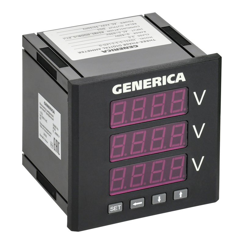 Вольтметр цифр. щит. 3-ф. DO RS-485 96х96 LED GENERICA фото 1